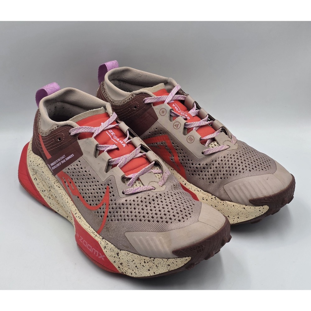 Nike ZoomX Zegama Trail Diffused Taupe Picante Red DH0623-200 Men's Size 9.5